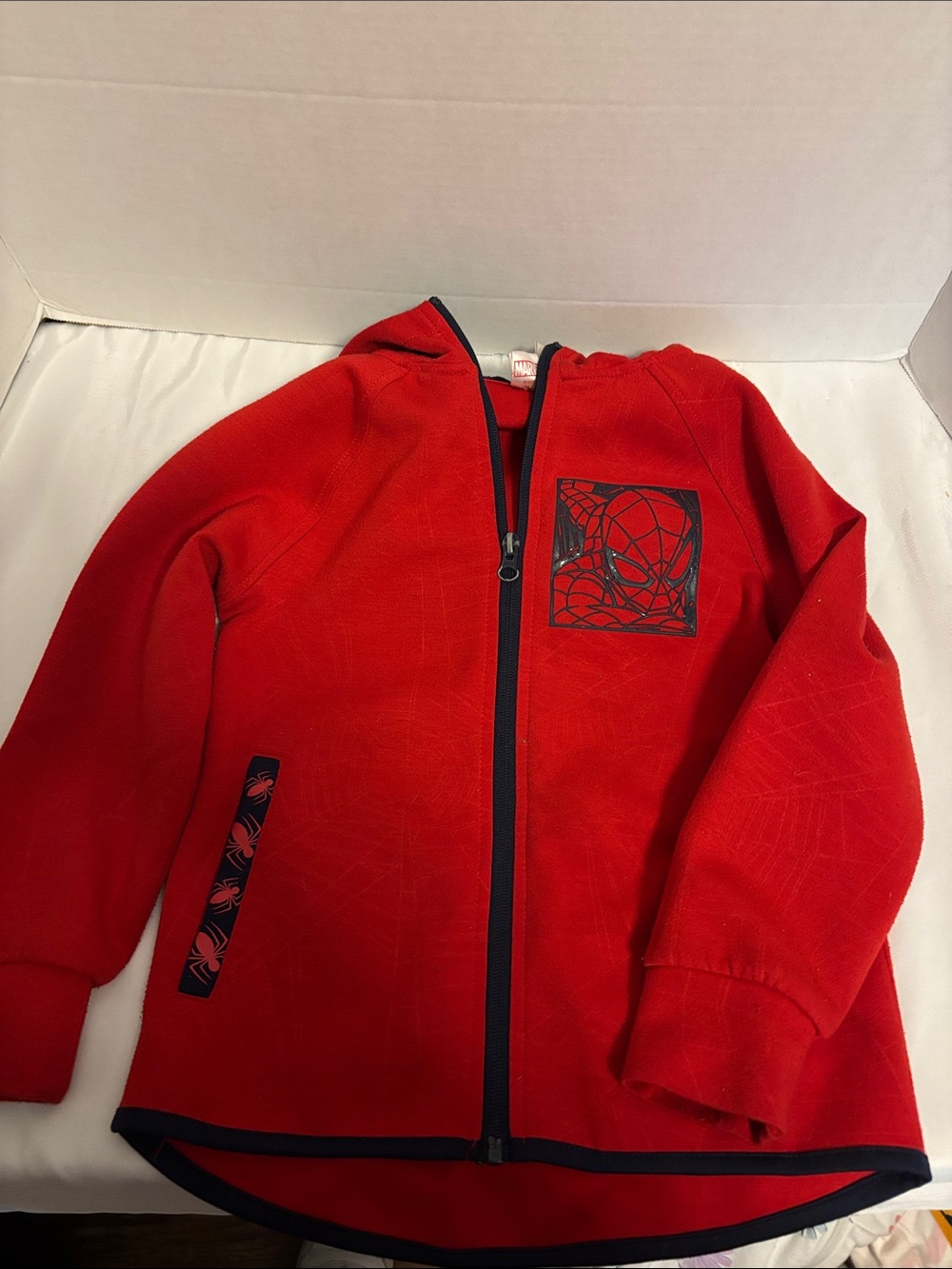 Marvel Red Kids Spider Zip-Up Hoodie with Navy Trim